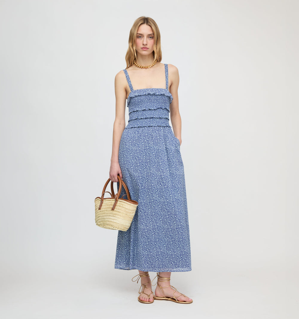The Analiese Nap Dress in Cornflower Ditsy Thistle