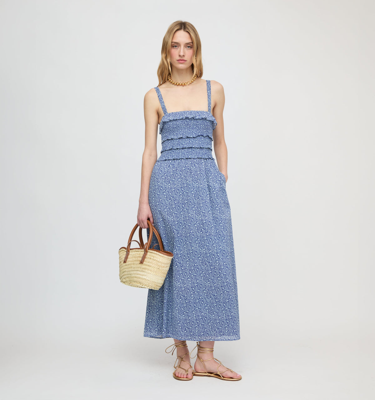 The Analiese Nap Dress in Cornflower Ditsy Thistle