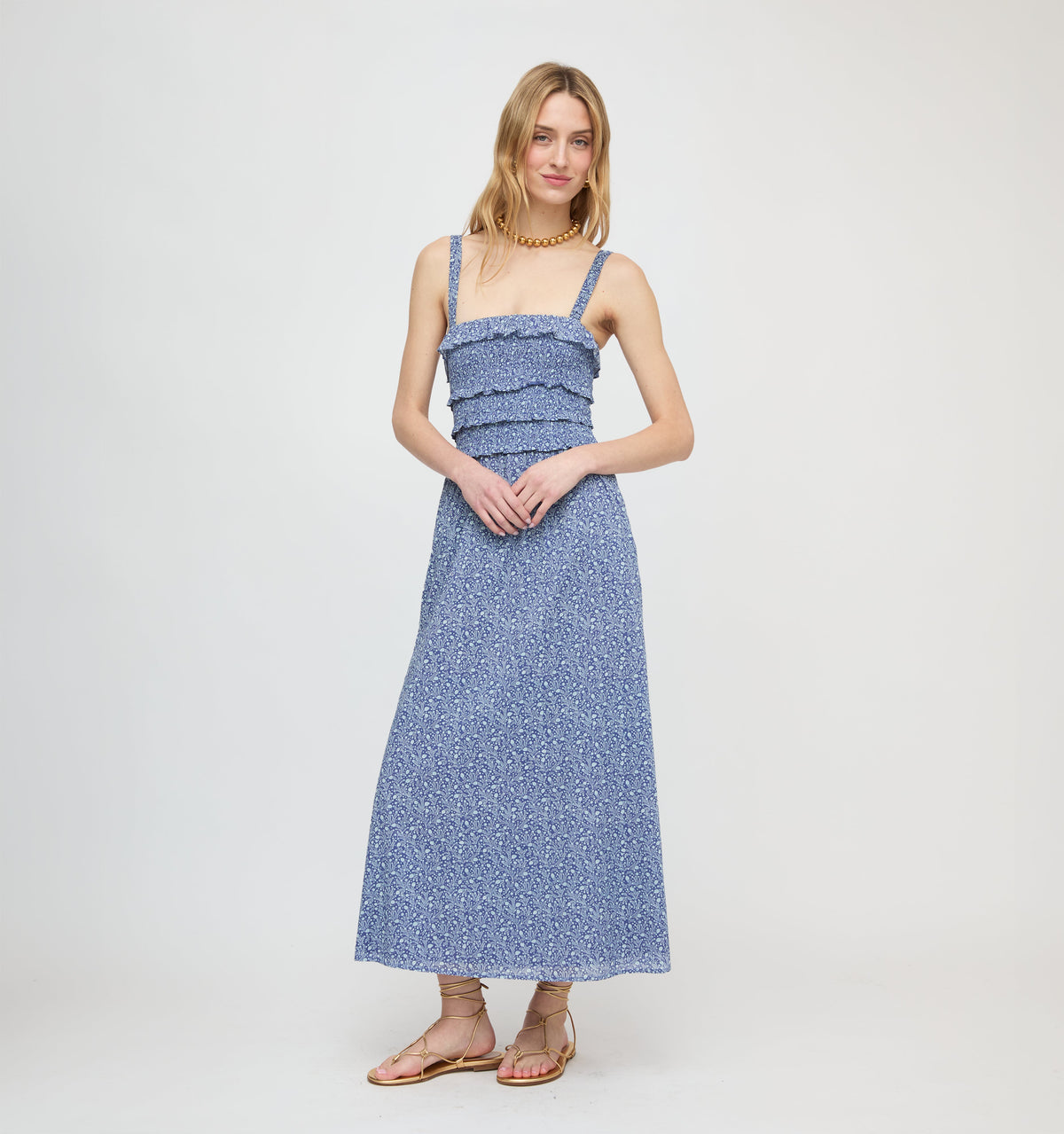 The Analiese Nap Dress in Cornflower Ditsy Thistle