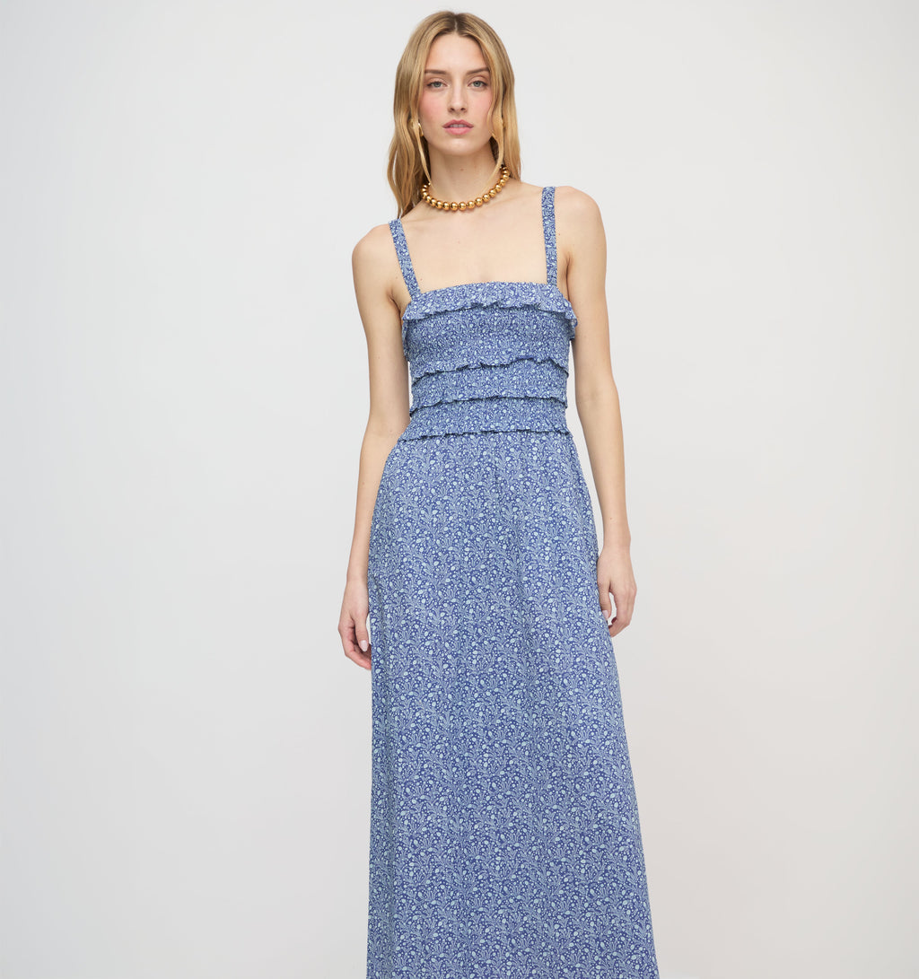 The Analiese Nap Dress in Cornflower Ditsy Thistle