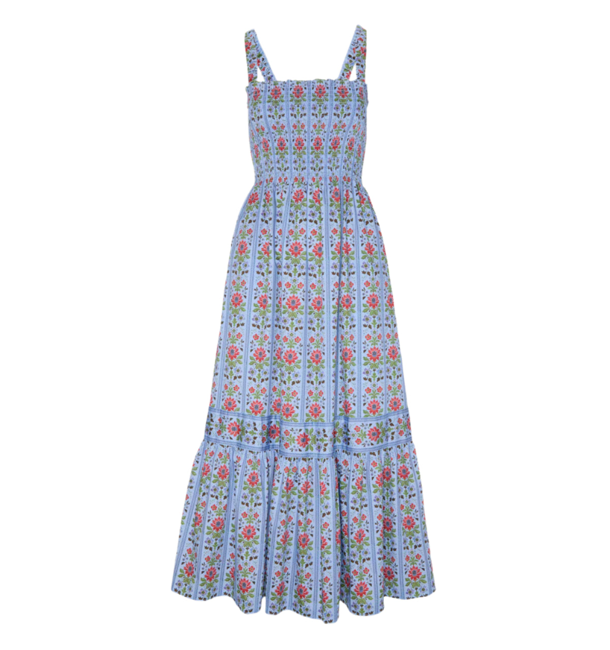 The Anjuli Nap Dress in Blue Floral Block Stripe