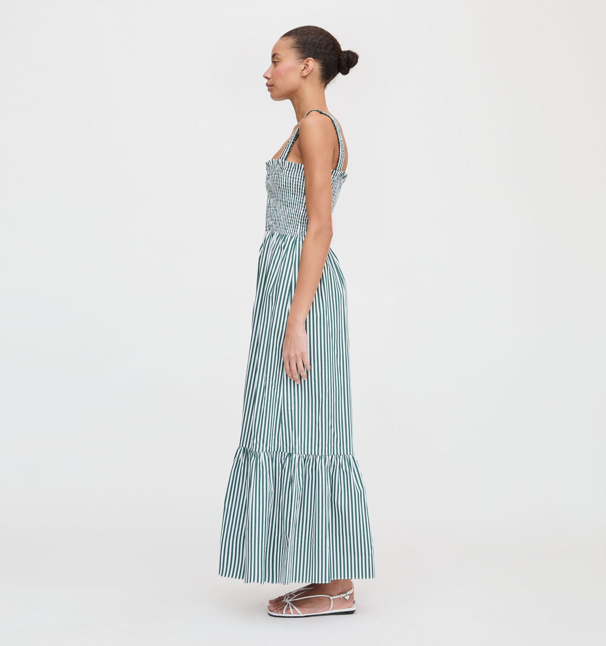 The Anjuli Nap Dress in Green Stripe