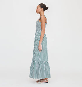 The Anjuli Nap Dress in Green Stripe