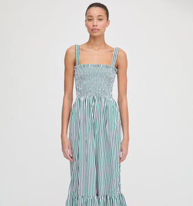 The Anjuli Nap Dress in Green Stripe