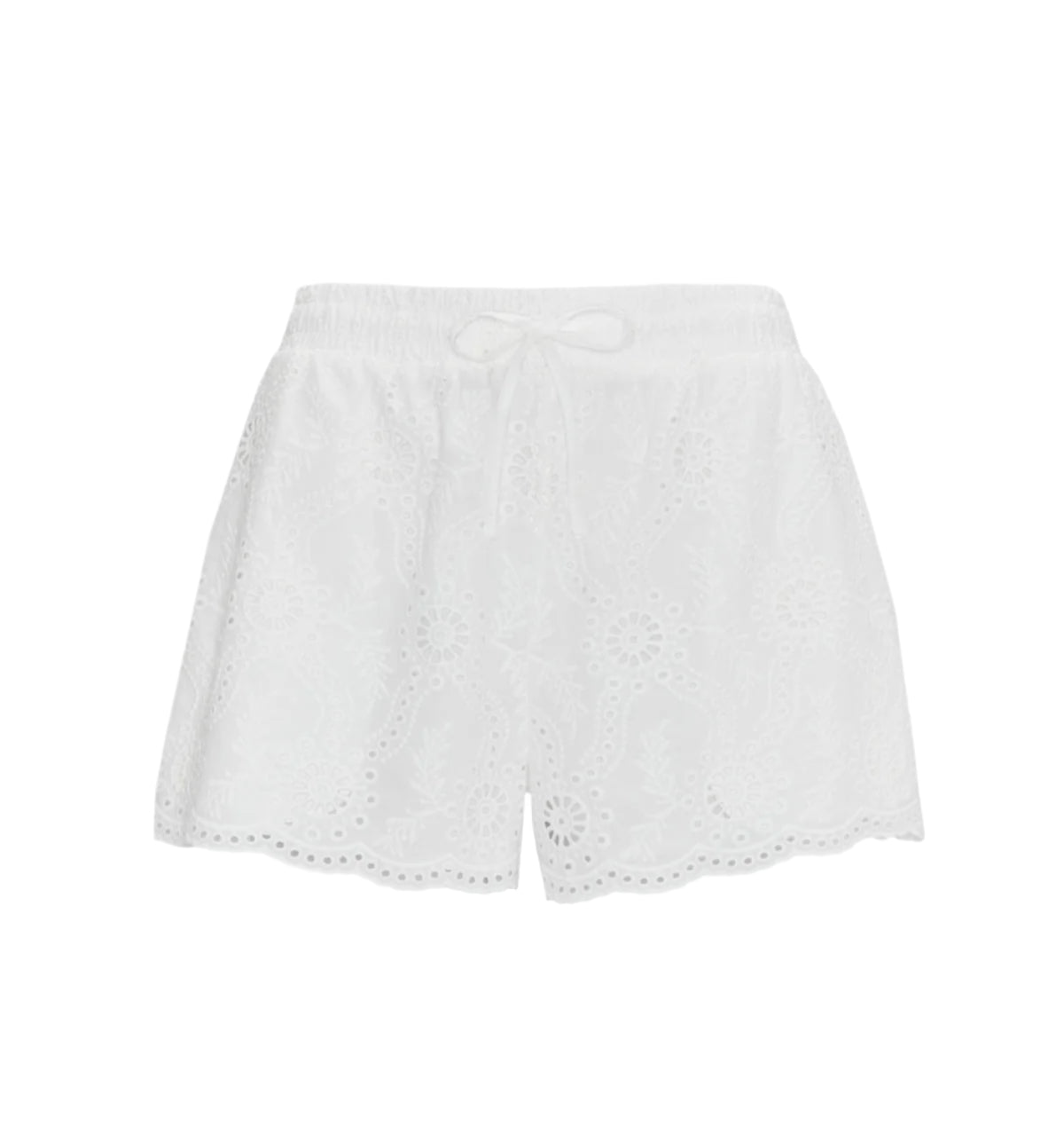 The Audrey Shorts in White Trellis Broderie