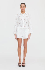 The Audrey Shorts in White Trellis Broderie