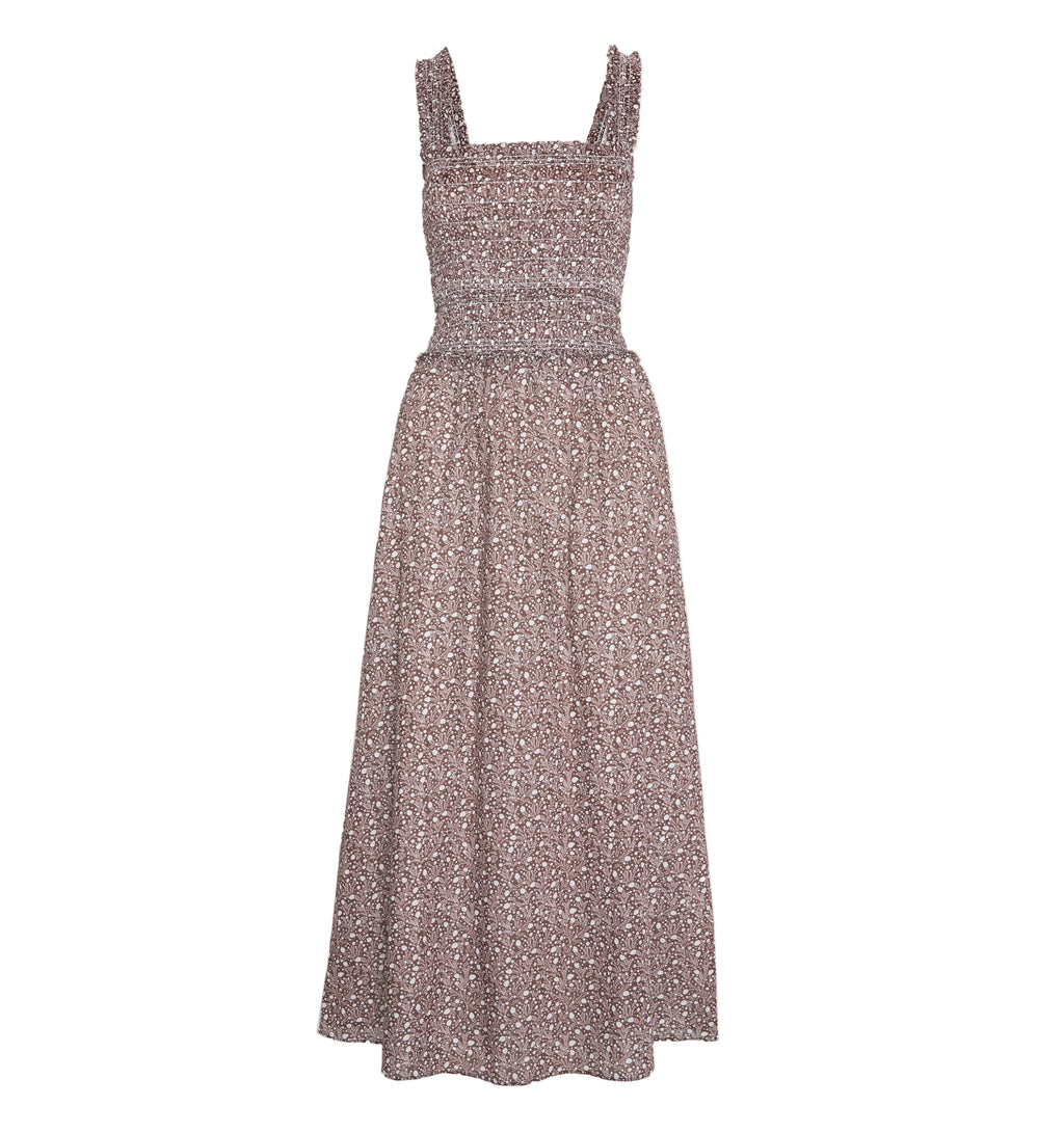 The Azalea Maxi Nap Dress in Chocolate Ditsy Thistle