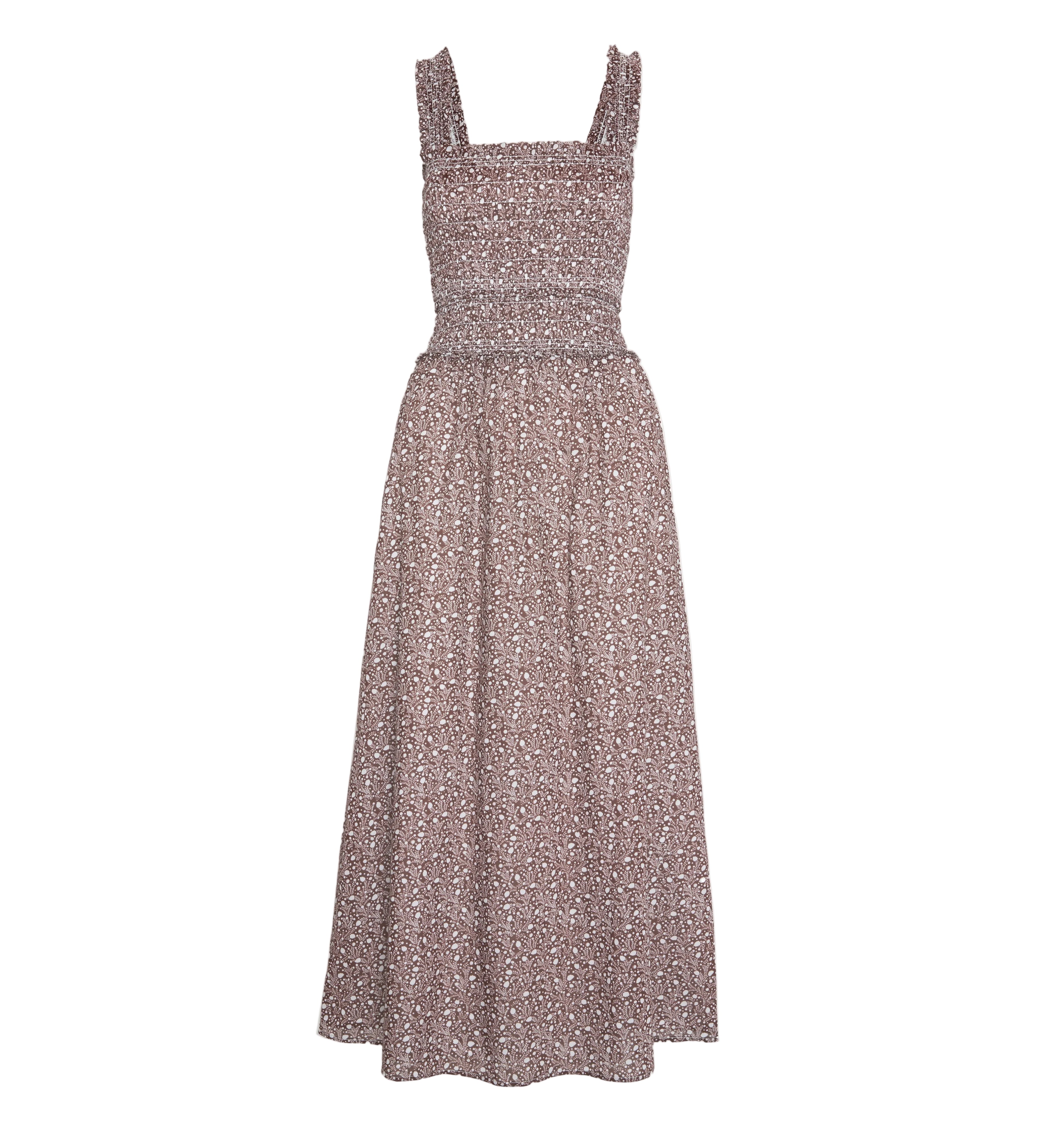 The Azalea Maxi Nap Dress in Chocolate Ditsy Thistle