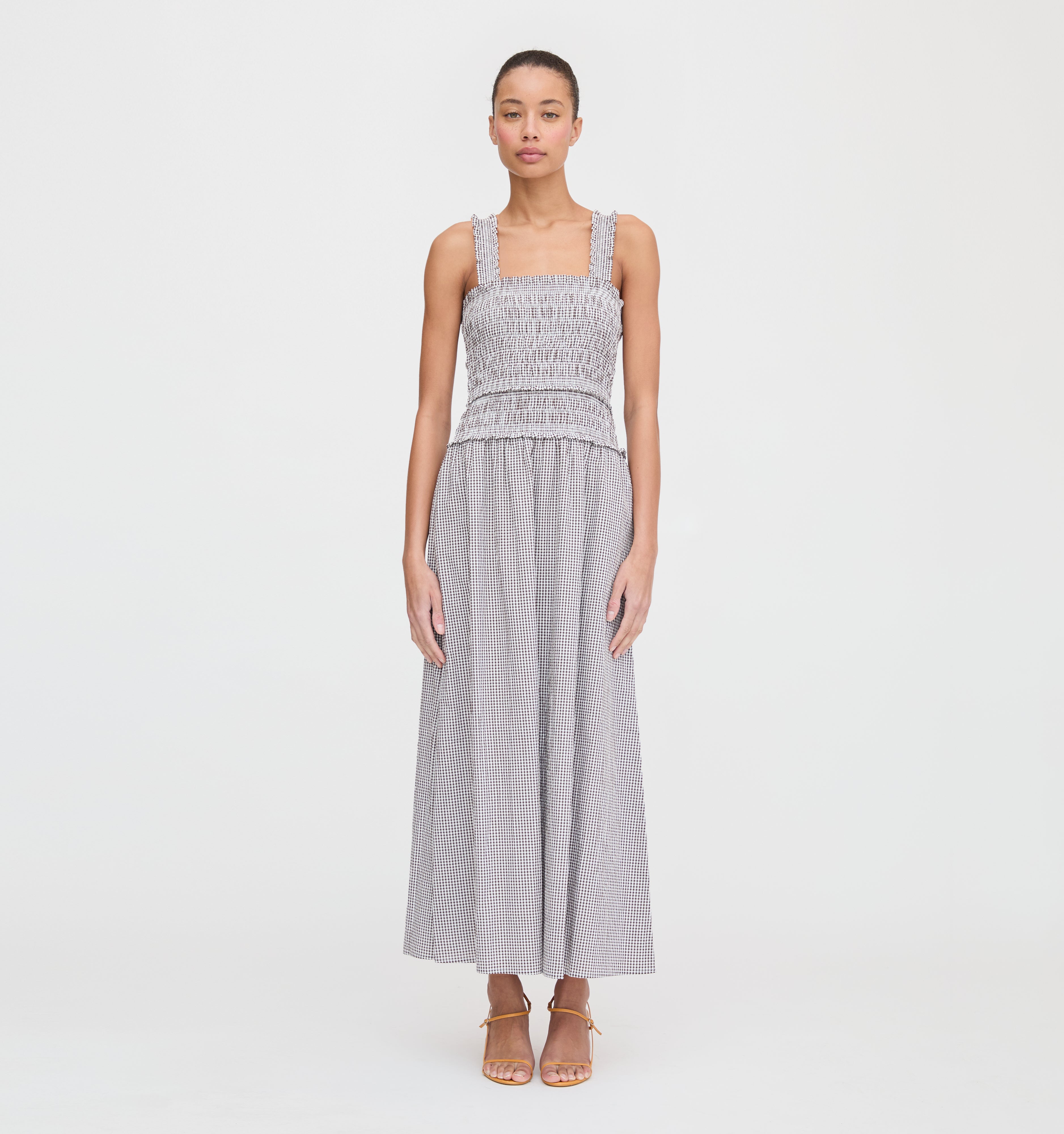 The Azalea Maxi Nap Dress in Chocolate Gingham