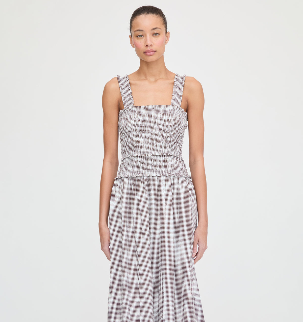 The Azalea Maxi Nap Dress in Chocolate Gingham