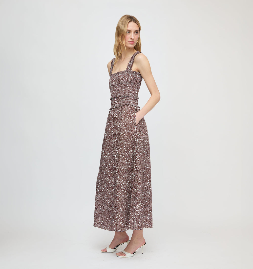 The Azalea Maxi Nap Dress in Chocolate Ditsy Thistle