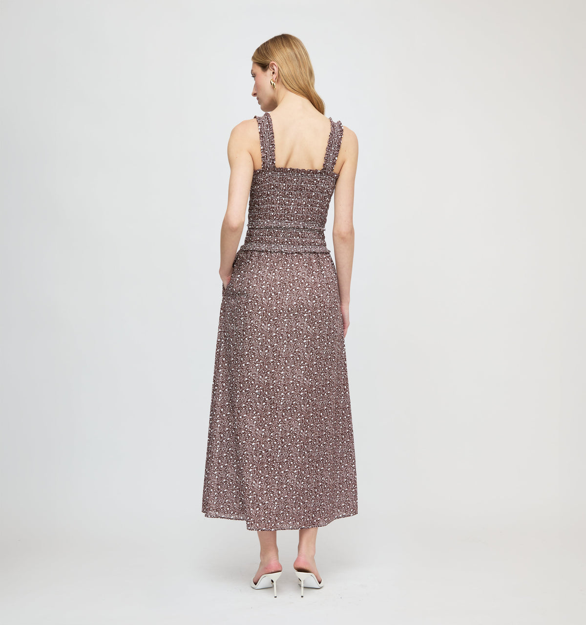 The Azalea Maxi Nap Dress in Chocolate Ditsy Thistle