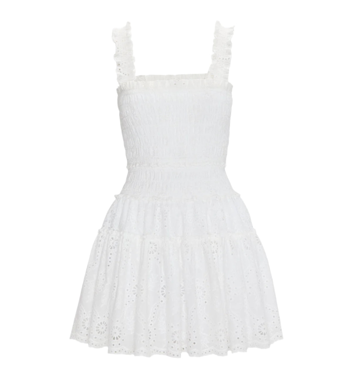 The Azalea Mini Nap Dress in White Trellis Broderie