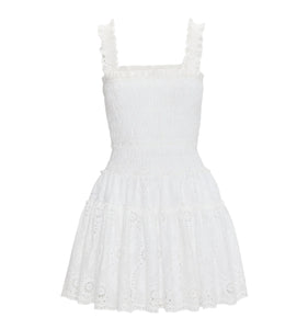 The Azalea Mini Nap Dress in White Trellis Broderie