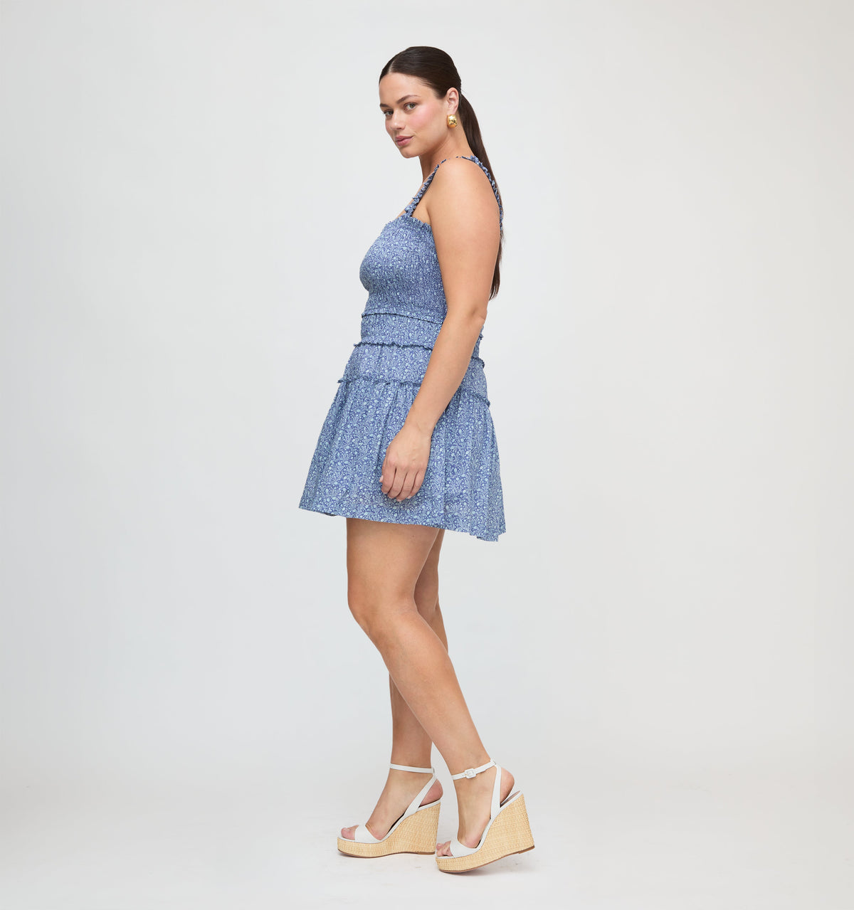 The Azalea Mini Nap Dress in Cornflower Ditsy Thistle