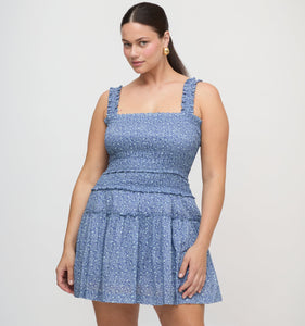 The Azalea Mini Nap Dress in Cornflower Ditsy Thistle