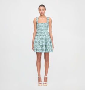 The Azalea Mini Nap Dress in Green Palm Ikat