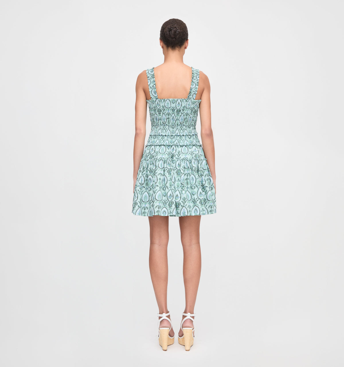 The Azalea Mini Nap Dress in Green Palm Ikat