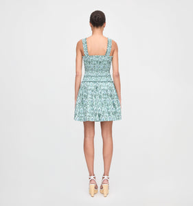 The Azalea Mini Nap Dress in Green Palm Ikat
