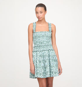 The Azalea Mini Nap Dress in Green Palm Ikat