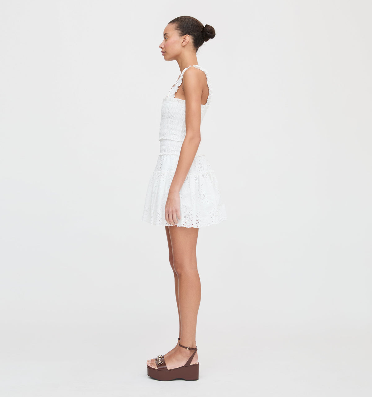 The Azalea Mini Nap Dress in White Trellis Broderie