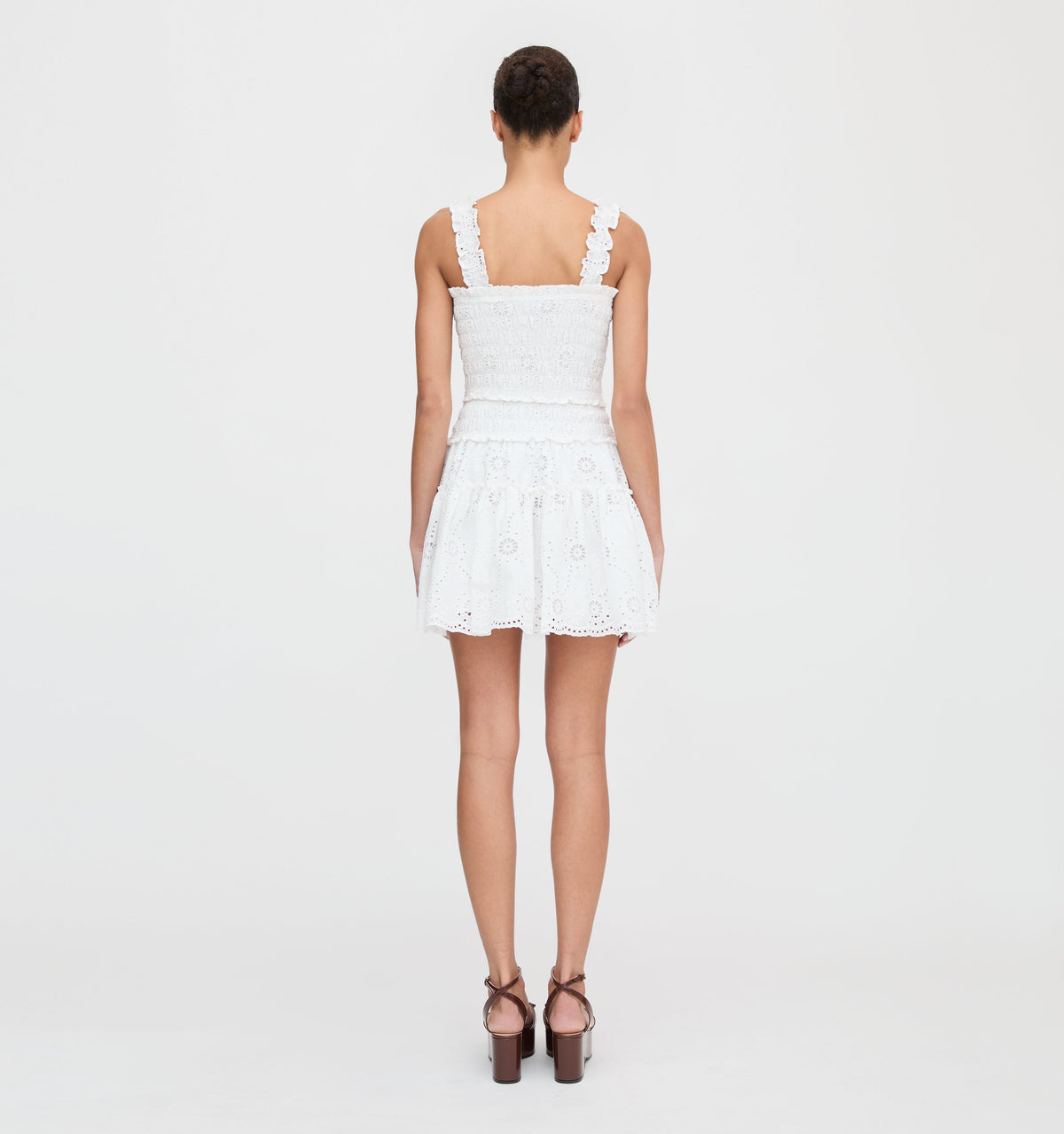 The Azalea Mini Nap Dress in White Trellis Broderie