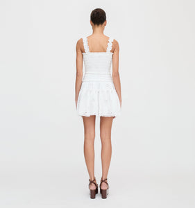 The Azalea Mini Nap Dress in White Trellis Broderie