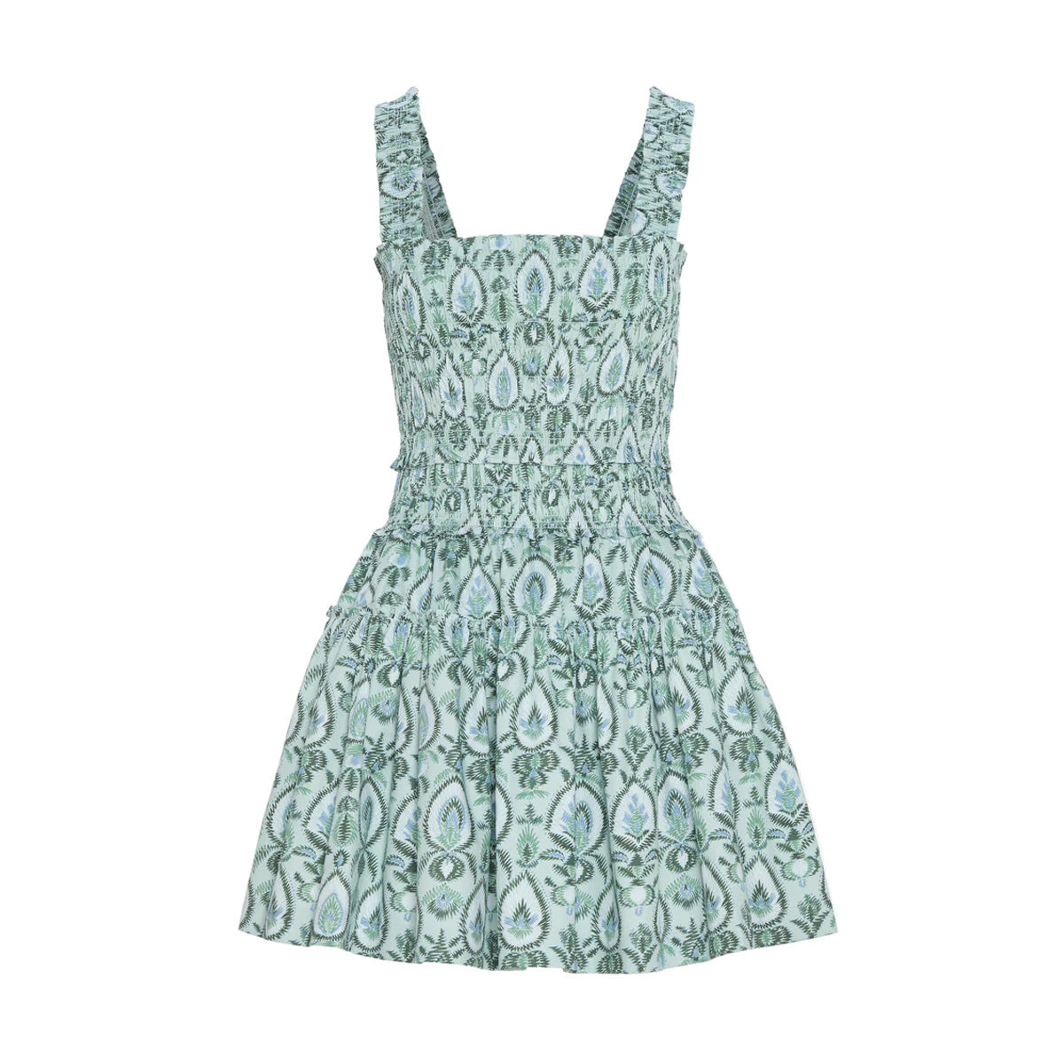 The Azalea Mini Nap Dress in Green Palm Ikat
