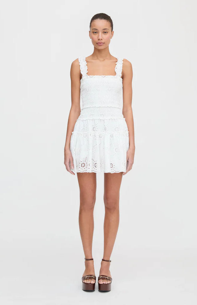 The Azalea Mini Nap Dress in White Trellis Broderie