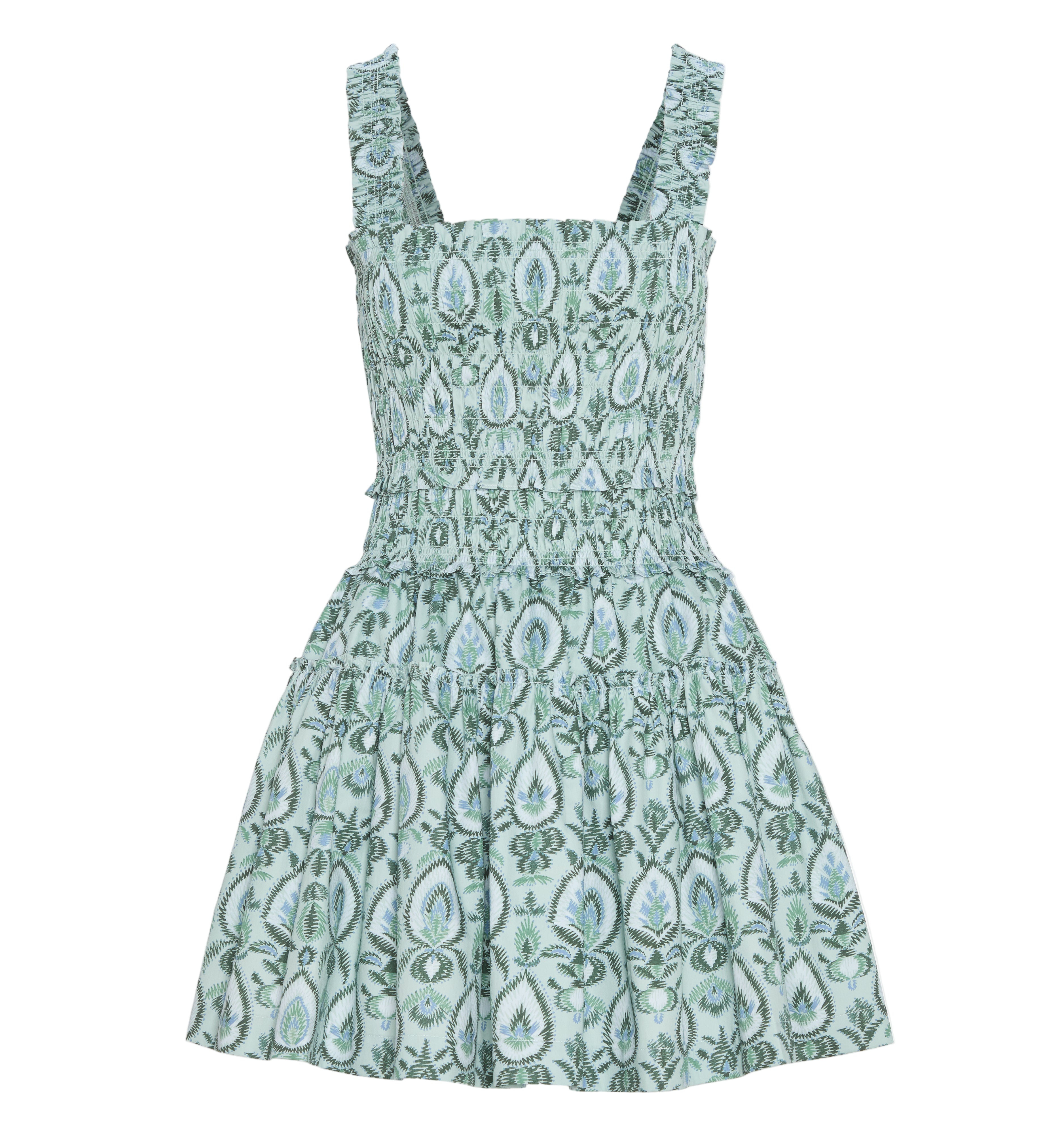 The Azalea Mini Nap Dress in Green Palm Ikat