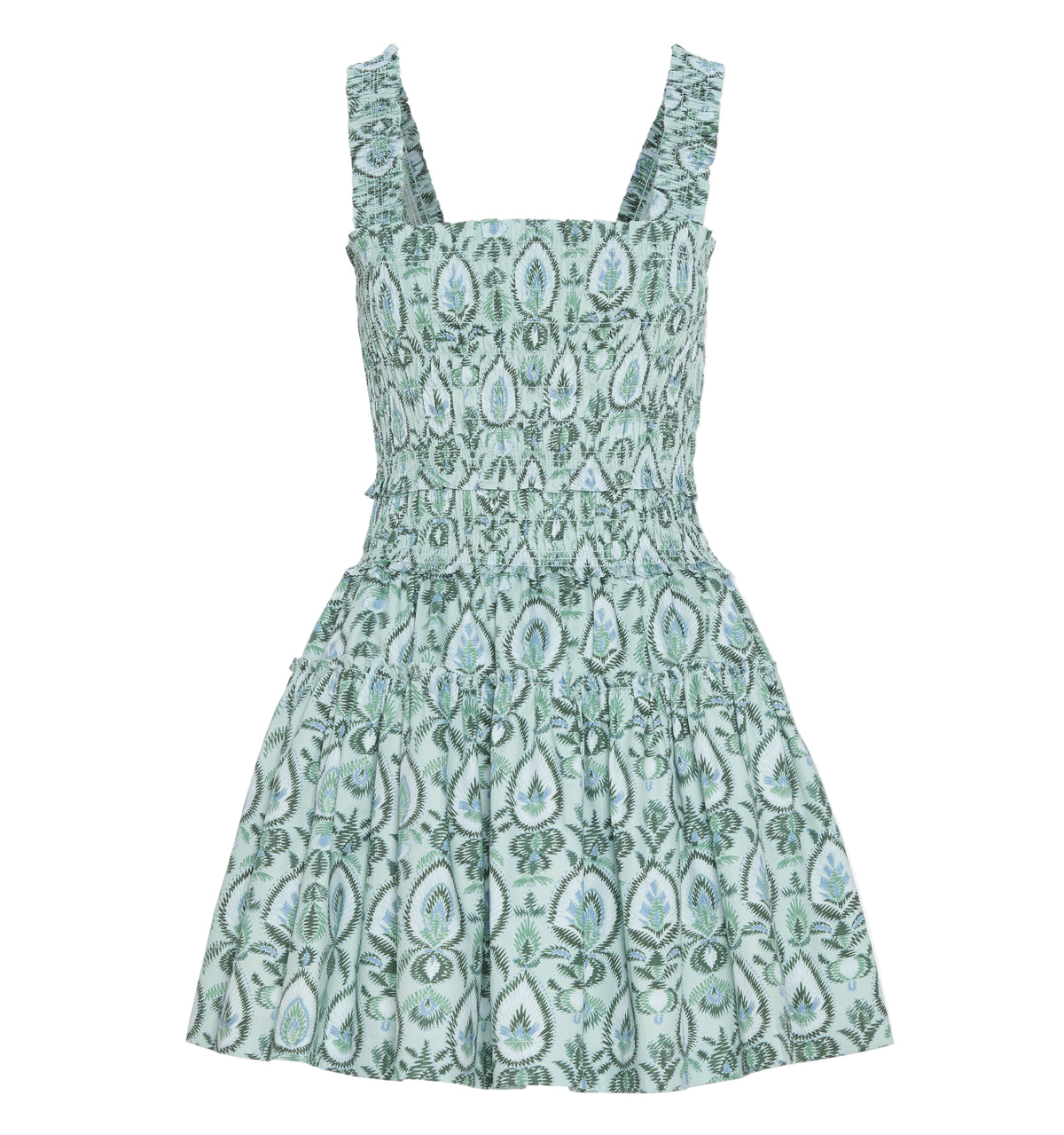 The Azalea Mini Nap Dress in Green Palm Ikat