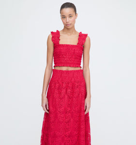 The Azalea Nap Top in Cerise Lace