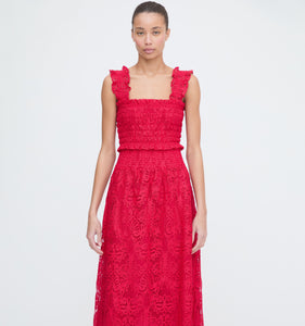 The Azalea Nap Top in Cerise Lace