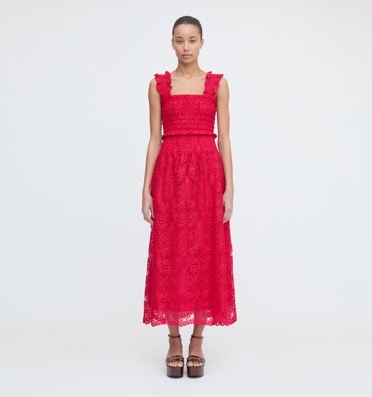 The Azalea Nap Top in Cerise Lace