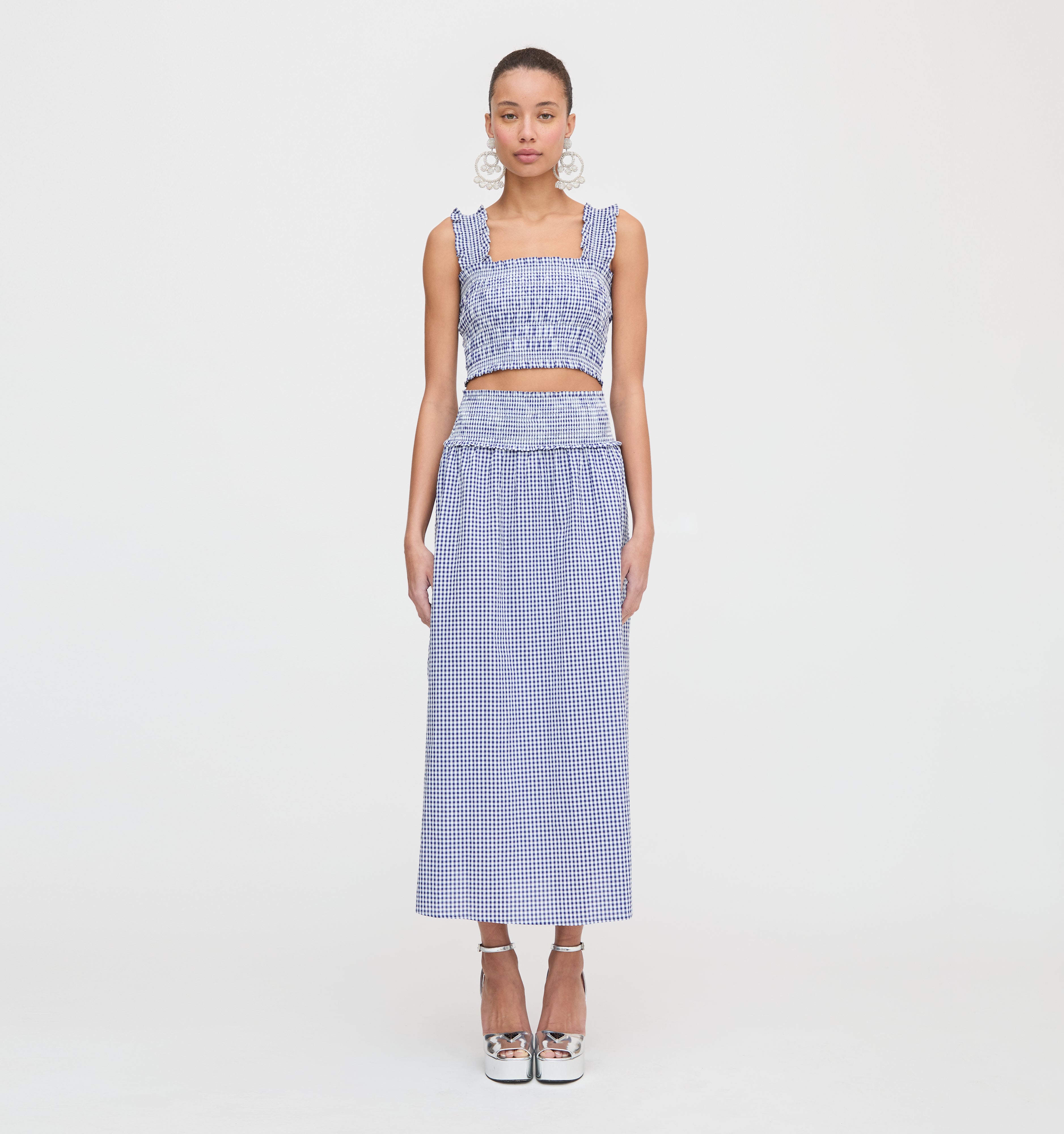 The Delphine Nap Skirt in Navy Gingham