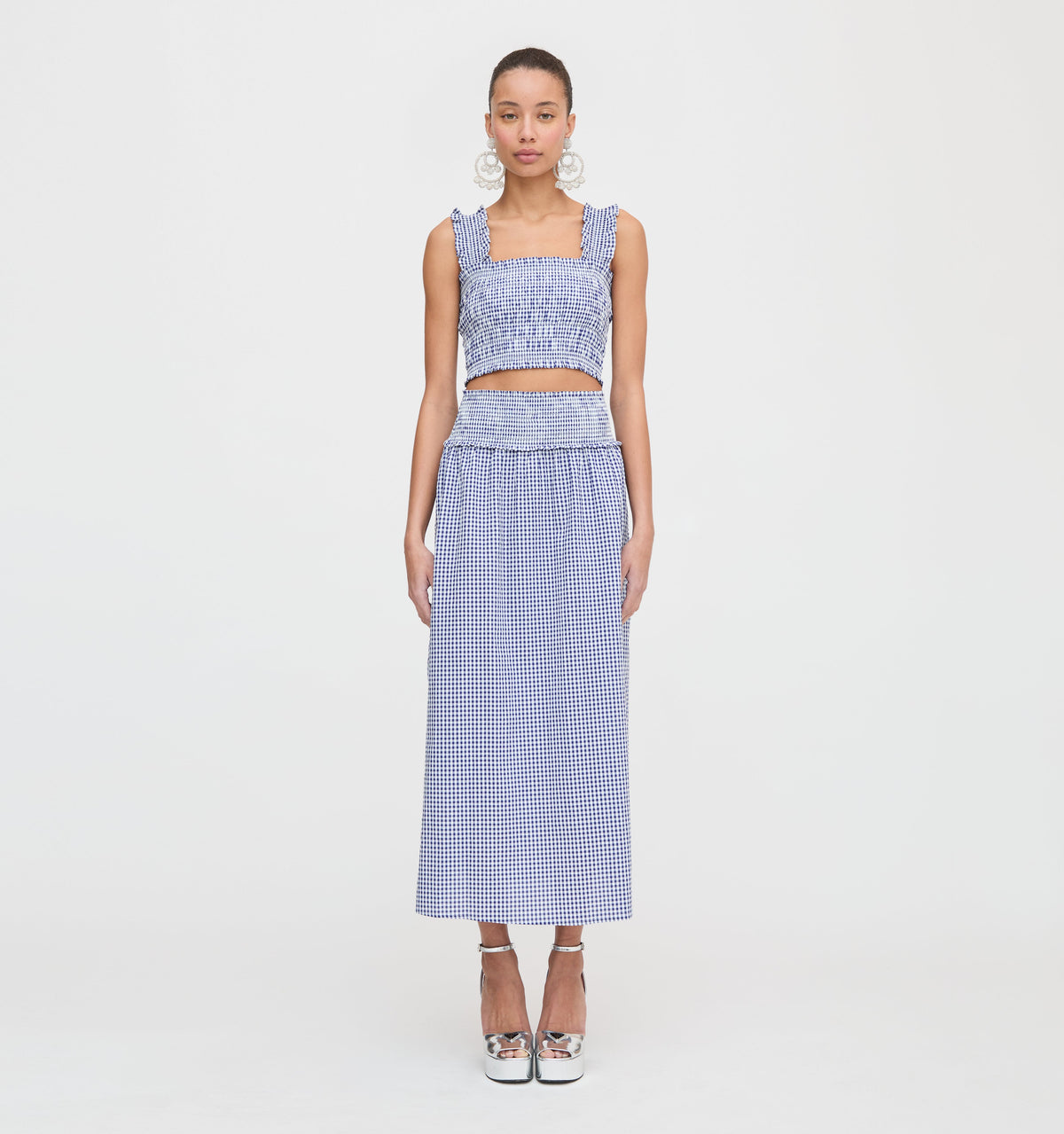 The Delphine Nap Skirt in Navy Gingham