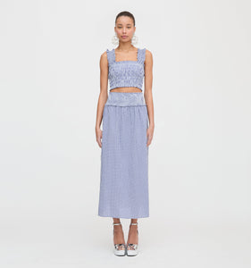 The Delphine Nap Skirt in Navy Gingham