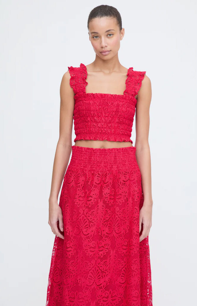 The Azalea Nap Top in Cerise Lace