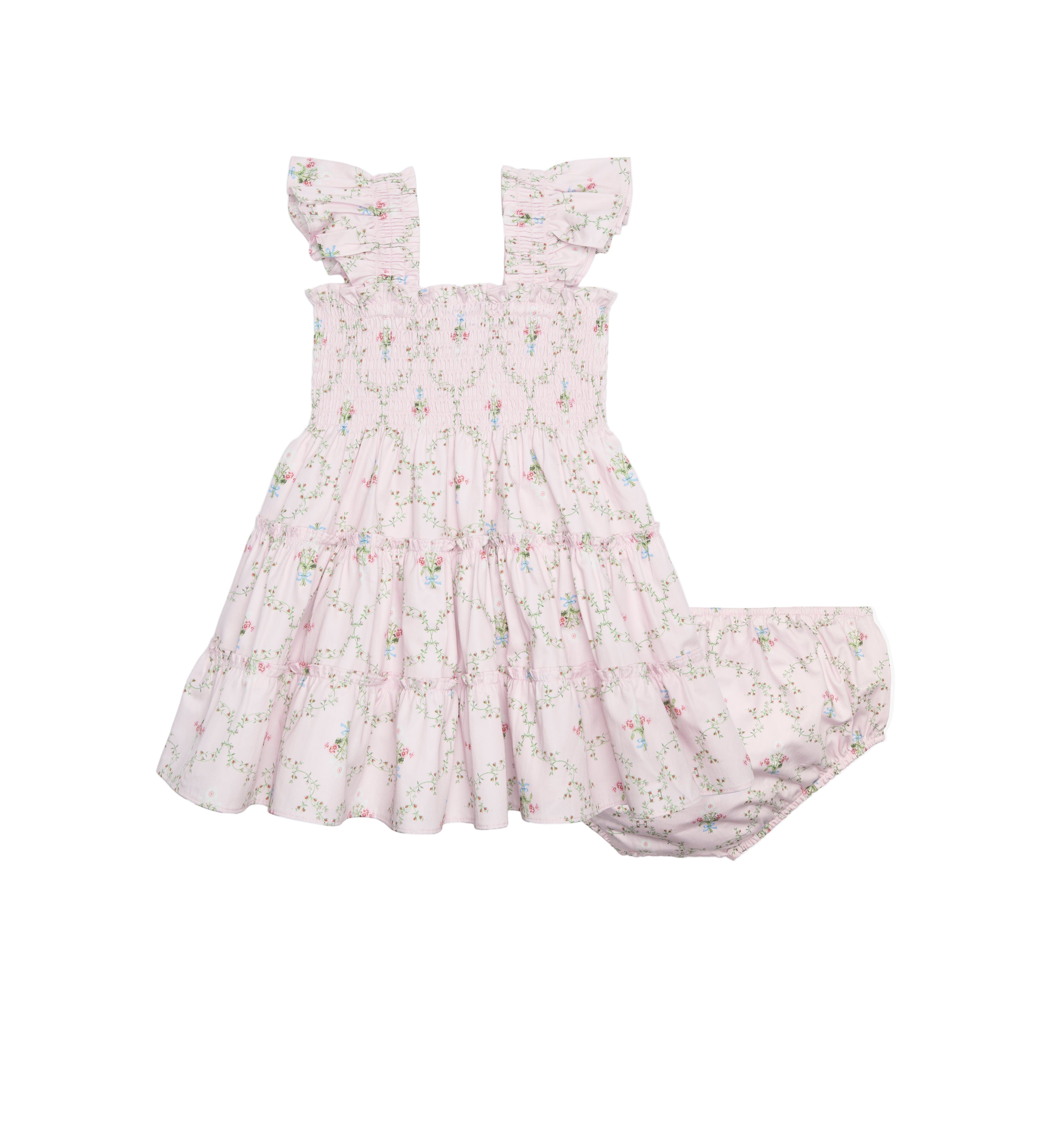 The Baby Ellie Nap Dress in Light Pink Trellis