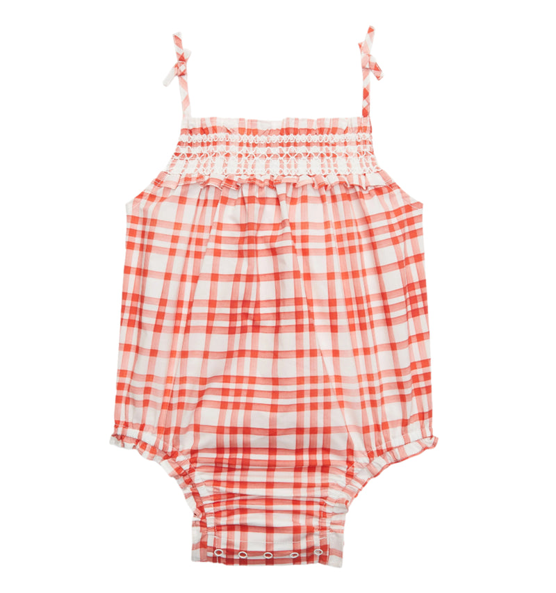 The Baby Kendall Bubble in Cherry Watercolor Gingham