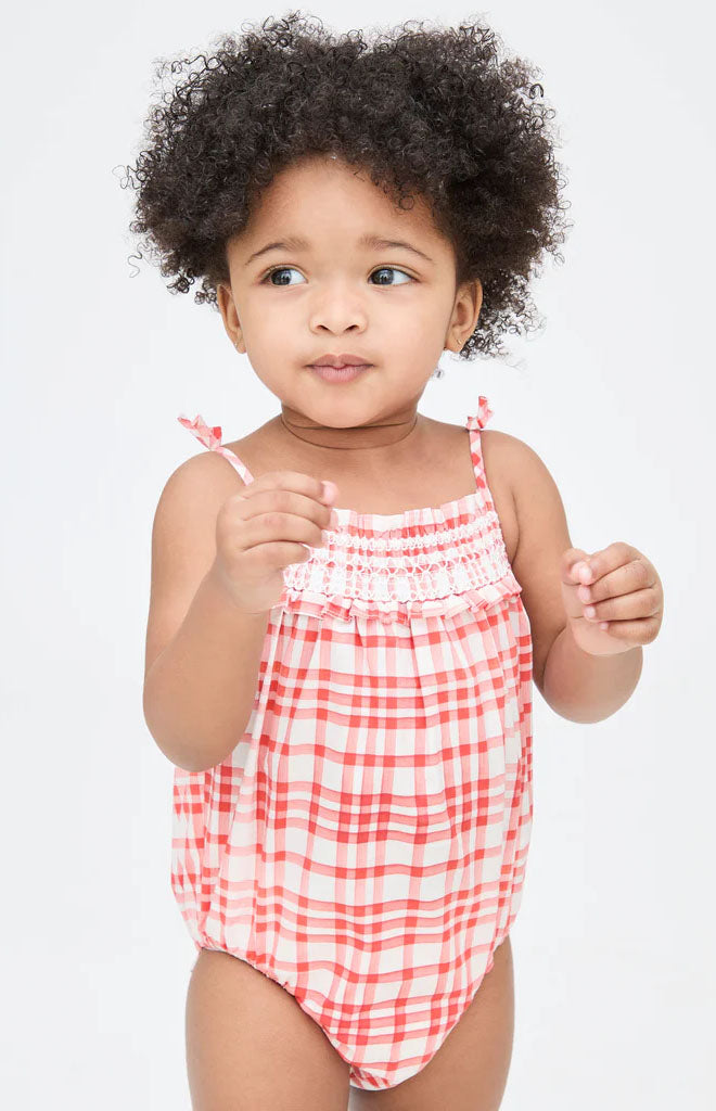 The Baby Kendall Bubble in Cherry Watercolor Gingham