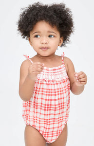 The Baby Kendall Bubble in Cherry Watercolor Gingham