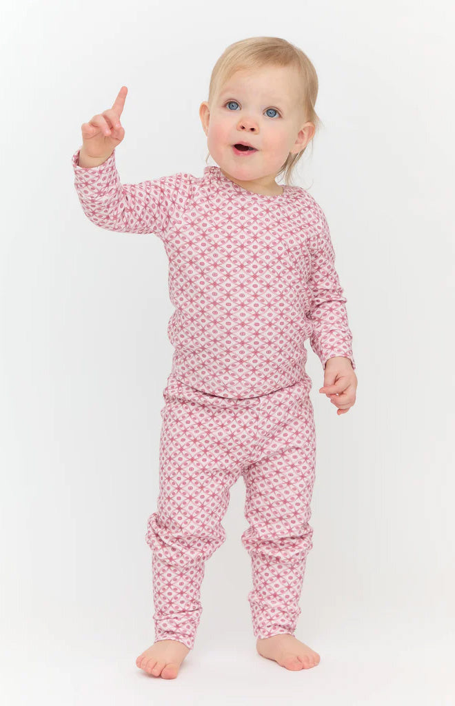 The Baby PJ Set in Rose Circular Lattice