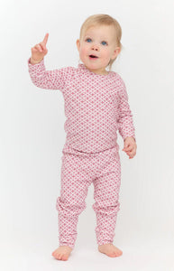 The Baby PJ Set in Rose Circular Lattice
