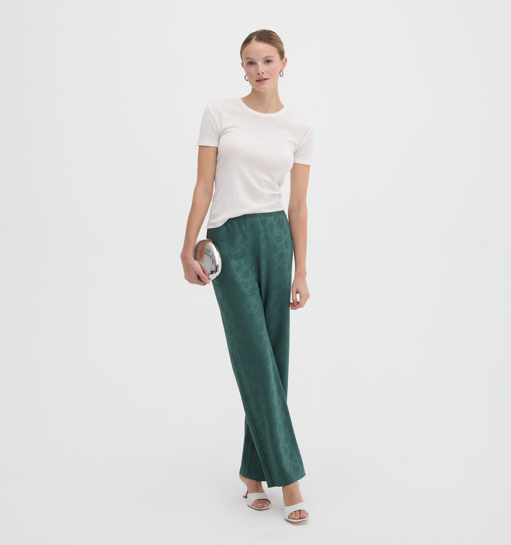 The Beverly Pant in Jadeite Floral Jacquard