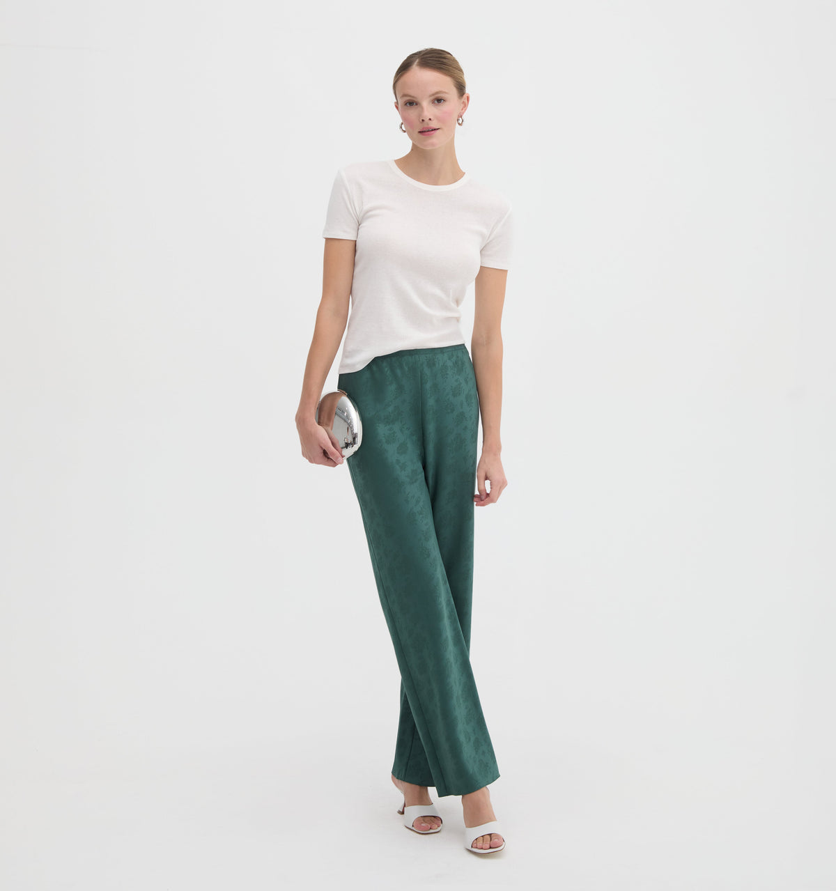The Beverly Pant in Jadeite Floral Jacquard
