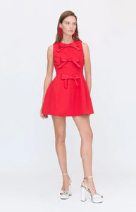 The Blythe Bow Dress in Red with Red Bows