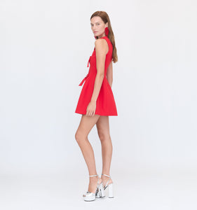 The Blythe Bow Dress in Red with Red Bows
