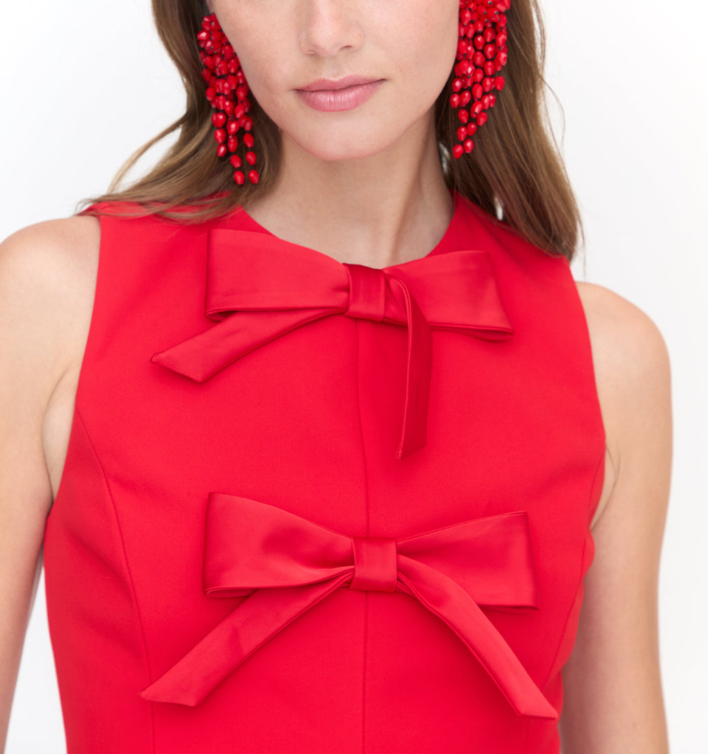 bow dress red The Blythe Dress | Bow Red with Bows / XL | 100% Polyester