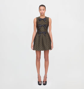 The Blythe Bow Dress in Metallic Brocade